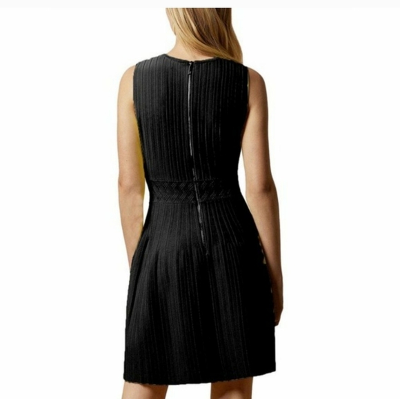 NWOT TED BAKER SLEEVES KNIT MINI DRESS FIT&FLARE BLACK PLEATED BAILEEY SIZE 16 - Picture 12 of 14